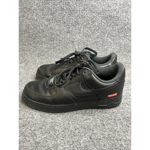 Nike Air Force 1 Low x Supreme Box Logo - Black Mens 8.5 Worn 3x - Picture 1 of 11